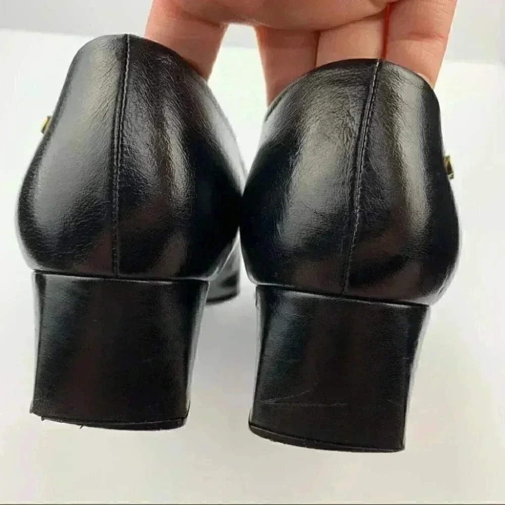 Etienne Aigner heels size 8.5 Astoria black leather vintage 80s 90s career